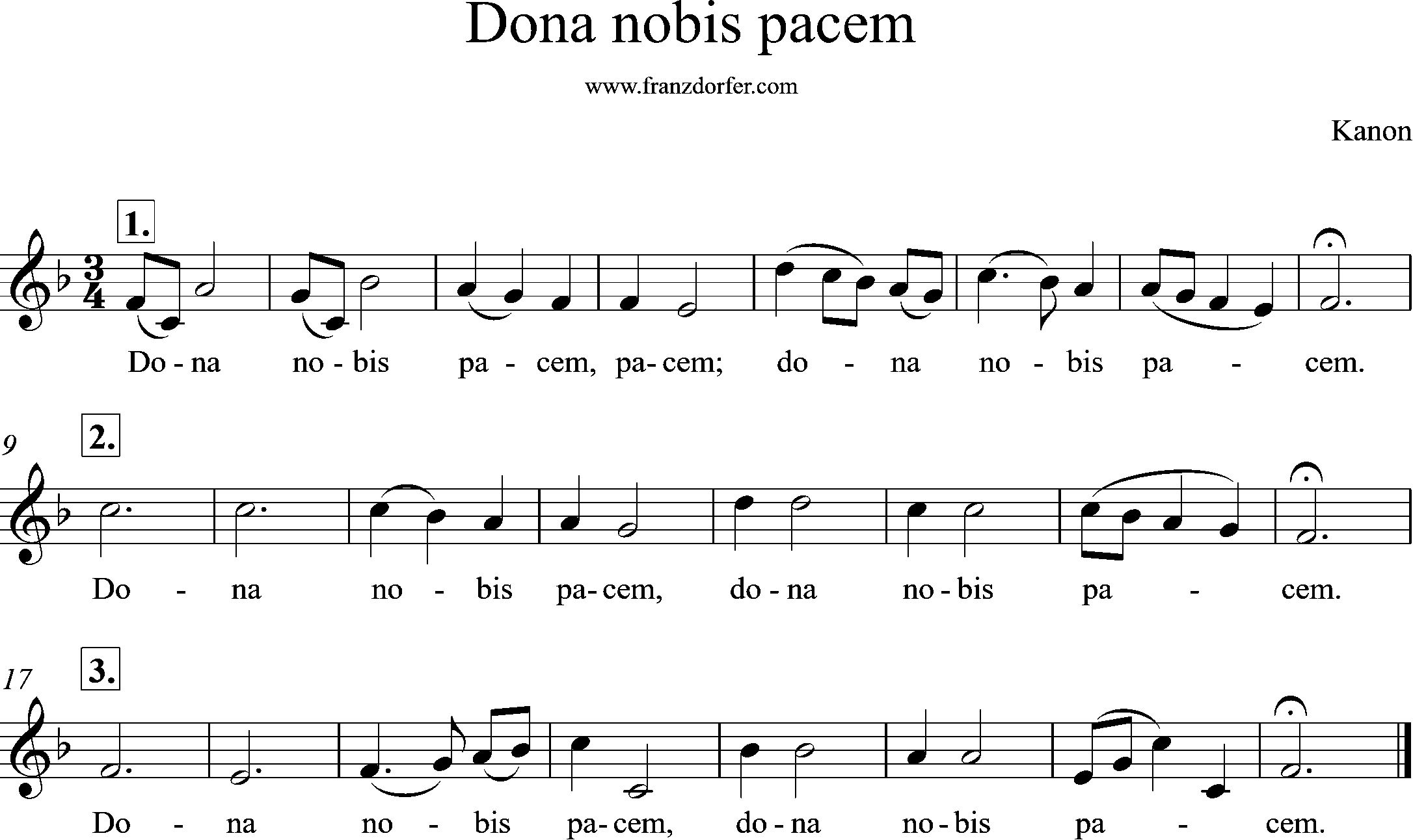 Dona npbis, Noten F-Dur